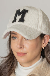 Letter M Sherpa Patch Baseball Cap