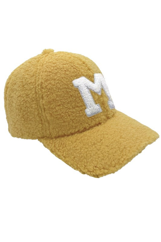 Letter M Sherpa Patch Baseball Cap