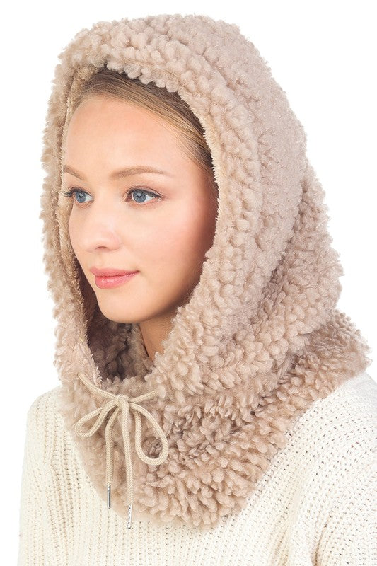 Solid Teddy Bear Hoodie Infinity Scarves