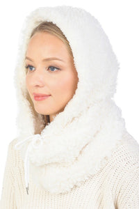 Solid Teddy Bear Hoodie Infinity Scarves