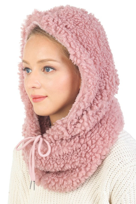 Solid Teddy Bear Hoodie Infinity Scarves