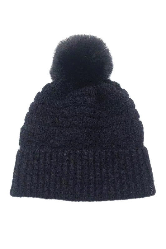 Furry Beanie with Pom pom