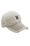 Letter H Chenille Patched Sherpa Baseball Cap