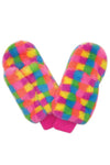 Checkered Faux Fur Mittens