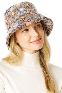 Paw Prints Faux Fur Bucket Hat