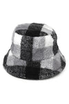 Plaid Faux Fur Bucket Hat