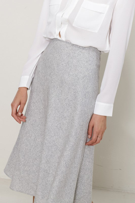 Ro & De High Waisted Wool Knit Midi Skirt