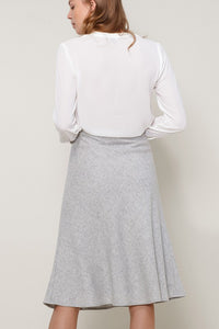 Ro & De High Waisted Wool Knit Midi Skirt