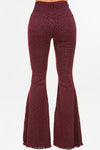 Leopard Bell Bottom Jean in Burgundy