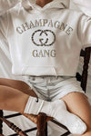 CHAMPAGNE GANG GRAPHIC HOODIE white