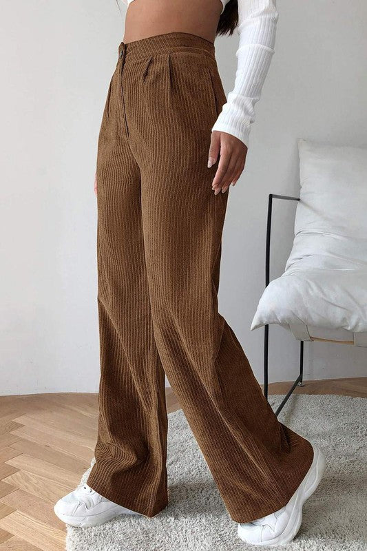 High Waist Cord Wide Leg Pants  Wide leg pants outfit, Wide leg trousers  outfit, Leg pants outfit