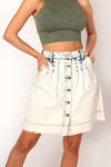 CINCHED WAISTE BUTTON DOWN ALINE SKIRT