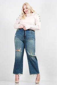 PLUS SIZE DISTRESSED DAD JEANS