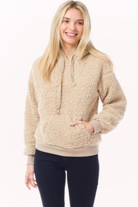 Fuzzy Sherpa Kangaroo Pocket Hoodie Pullover