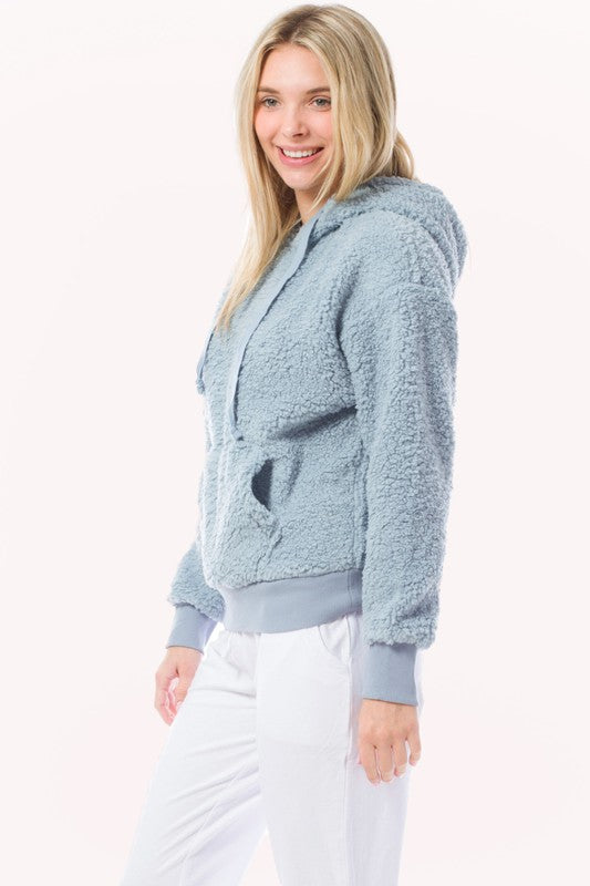 Fuzzy Sherpa Kangaroo Pocket Hoodie Pullover