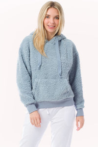 Fuzzy Sherpa Kangaroo Pocket Hoodie Pullover