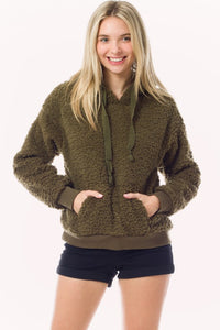 Fuzzy Sherpa Kangaroo Pocket Hoodie Pullover