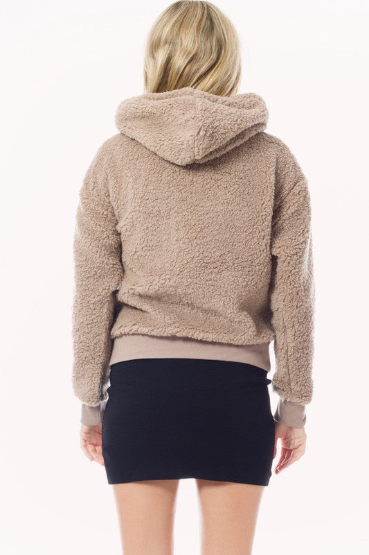 Fuzzy Sherpa Kangaroo Pocket Hoodie Pullover