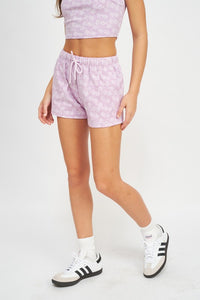 PRINTED HIGH WAIST MINI SHORTS