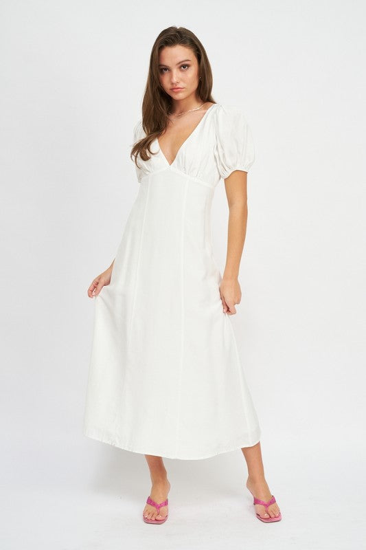 Puff Sleeve Maxi Dress