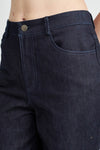 close up view of HIGH WAIST SEMI FLARED DENIM PANTS