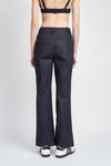 Back view of HIGH WAIST SEMI FLARED DENIM PANTS