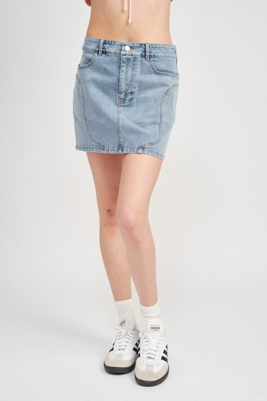 ASYMMETRICAL BLOCK DETAIL MINI SKIRT