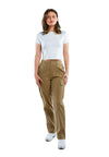 Full view of Casual High Waist Straight Pants-khaki