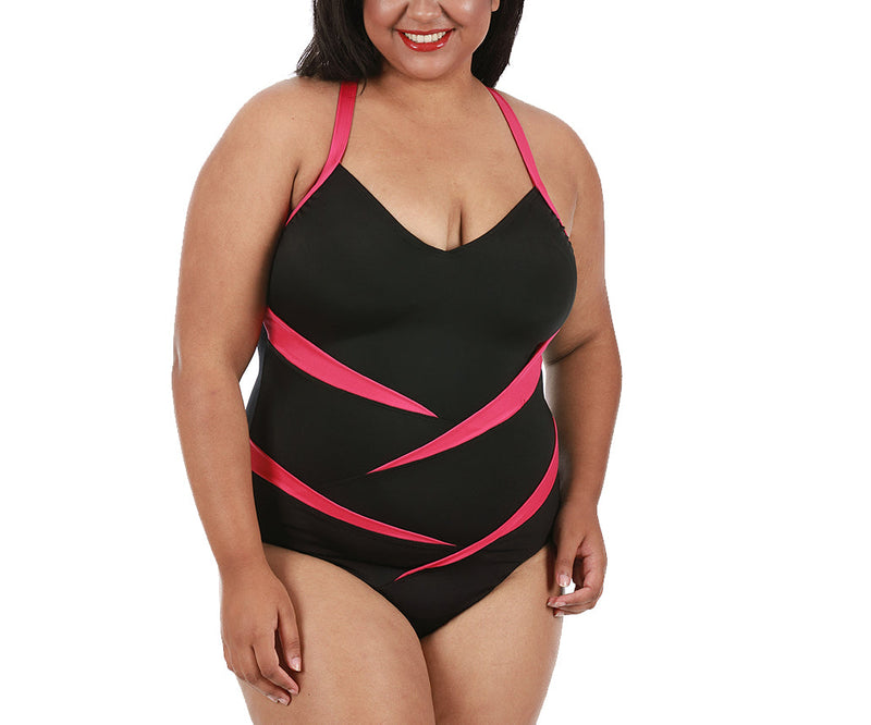 InstantFigure Curvy Two-Tone One Piece Swimsuit 13306PC by InstantFigure INC