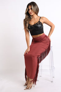 Fringe maxi skirt