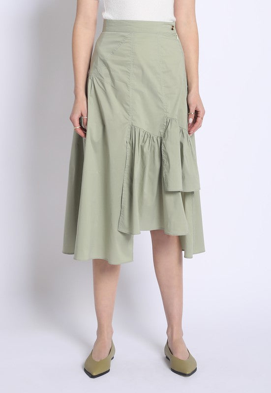 ASYMMETRICAL MIDI SKIRT