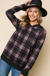 PLAID MIXED HOODIE SWEATSHIRT TOP