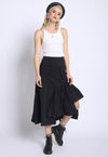 ASYMMETRICAL MIDI SKIRT