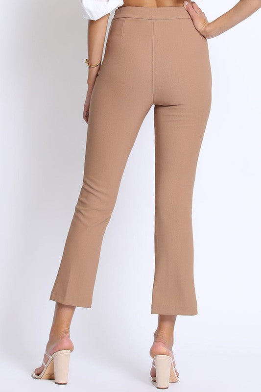 Back view of FRONT SLIT STRETCH PANTS