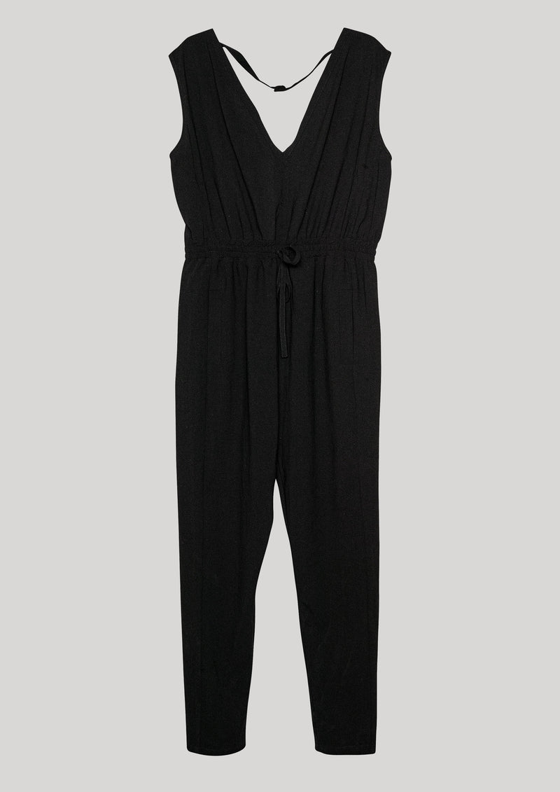 JUMPSUIT-ELASTIC WAIST - black by BERENIK - East Hills Casuals