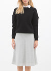 High Waisted Wool Knit Midi Skirt In Heather Grey by Shop at Konus