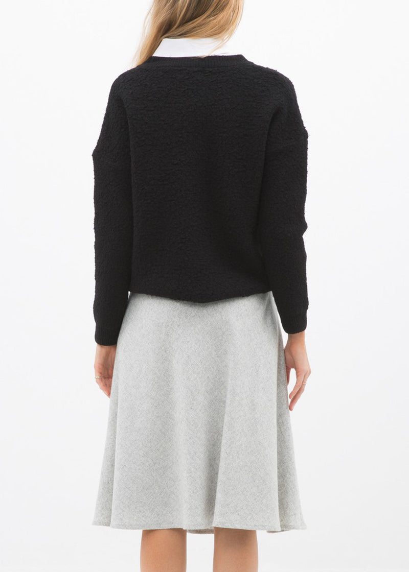 High Waisted Wool Knit Midi Skirt In Heather Grey by Shop at Konus