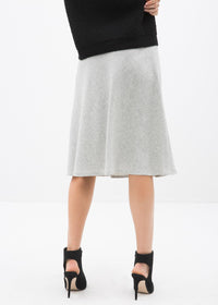 High Waisted Wool Knit Midi Skirt In Heather Grey by Shop at Konus