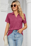 Johnny Collar Short Sleeve Blouse