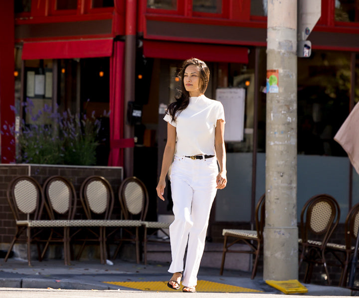 Lucy Mock Neck Top Ivory by Lenviera