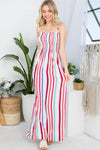 PLUS STRIPE SMOCKED MAXI DRESS