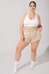 Faux Sherpa Short with Pockets - Taupe by POPFLEX®