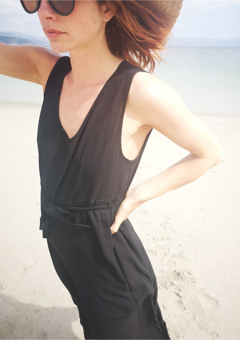 JUMPSUIT WIDE - black plain by BERENIK