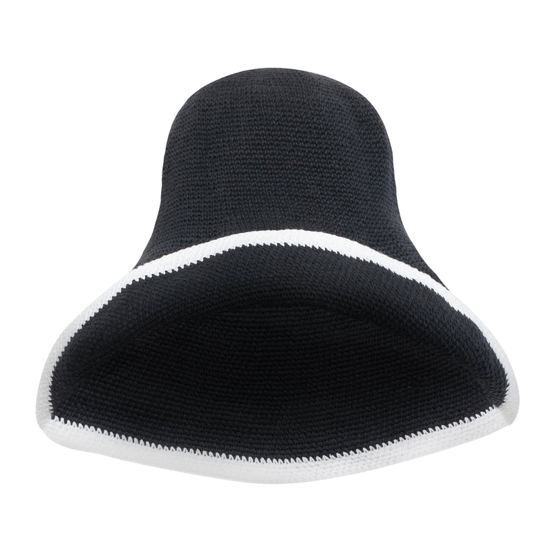 Zoom in view of BLOOM LINE Crochet Sun Hat, in Black