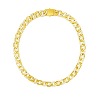 view of C101G B.Tiff Gold Pavé High Polish Flat Angular Cuban Link Necklace