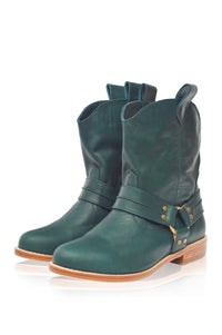 Green Cali Leather Boots