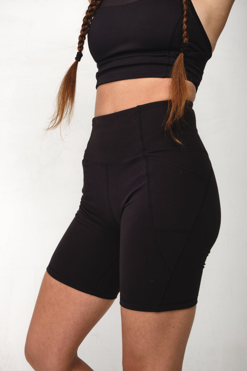 Side view of biker shorts