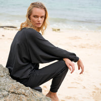 Haley Bamboo Fleece Sweaters, in Black by BrunnaCo