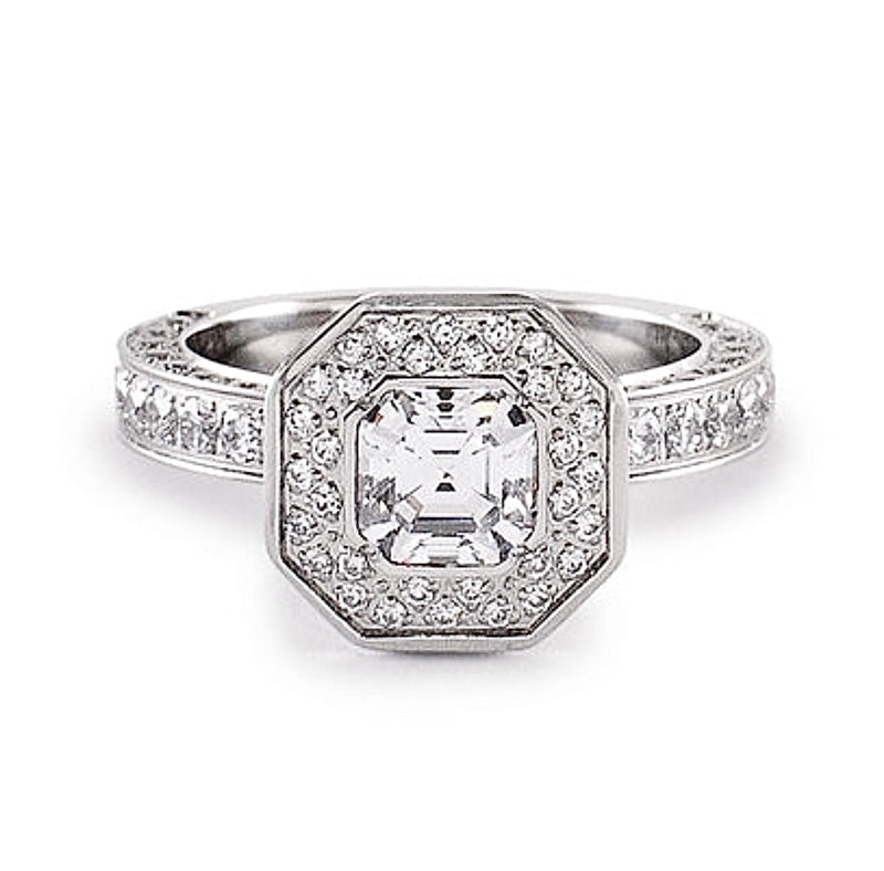 RG128W B.Tiff Aŭreolo II 1 ct Cushion Cut Halo Engagement Ring by B.Tiff New York (Retail)