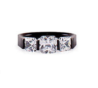 RG203B B.Tiff Black 3-Stone Cushion Cut Engagement Ring by B.Tiff New York (Retail)